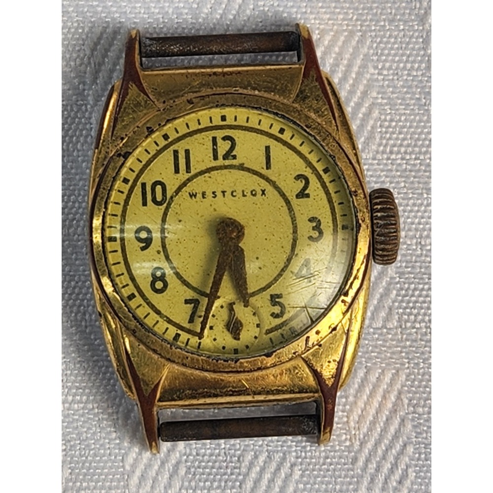 Vintage Westclox Mechanical Wristwatch Head - Gold Tone - Parts or Repair